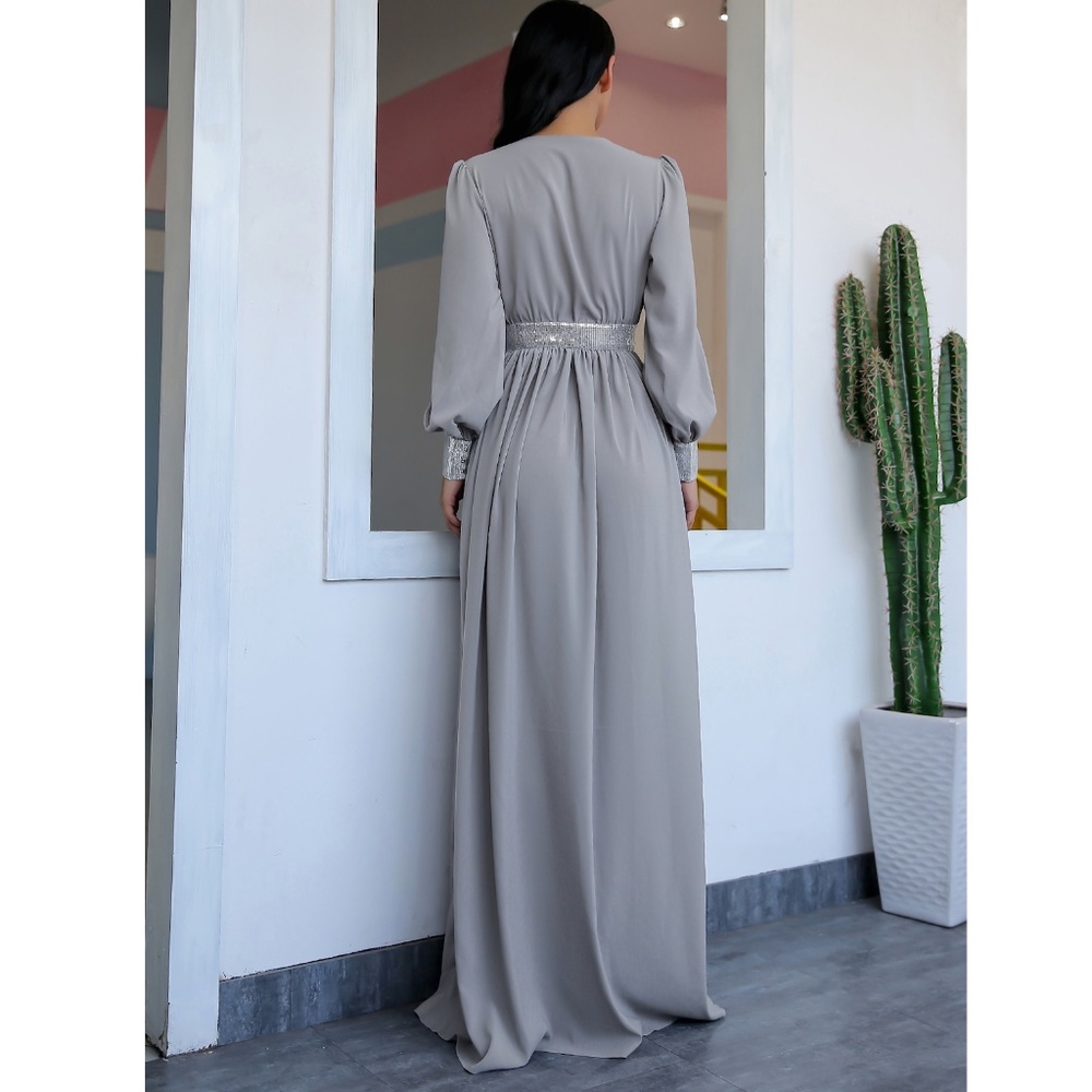 Deep V Sequin Detailed Maxi Dress - Picture 3 of 7